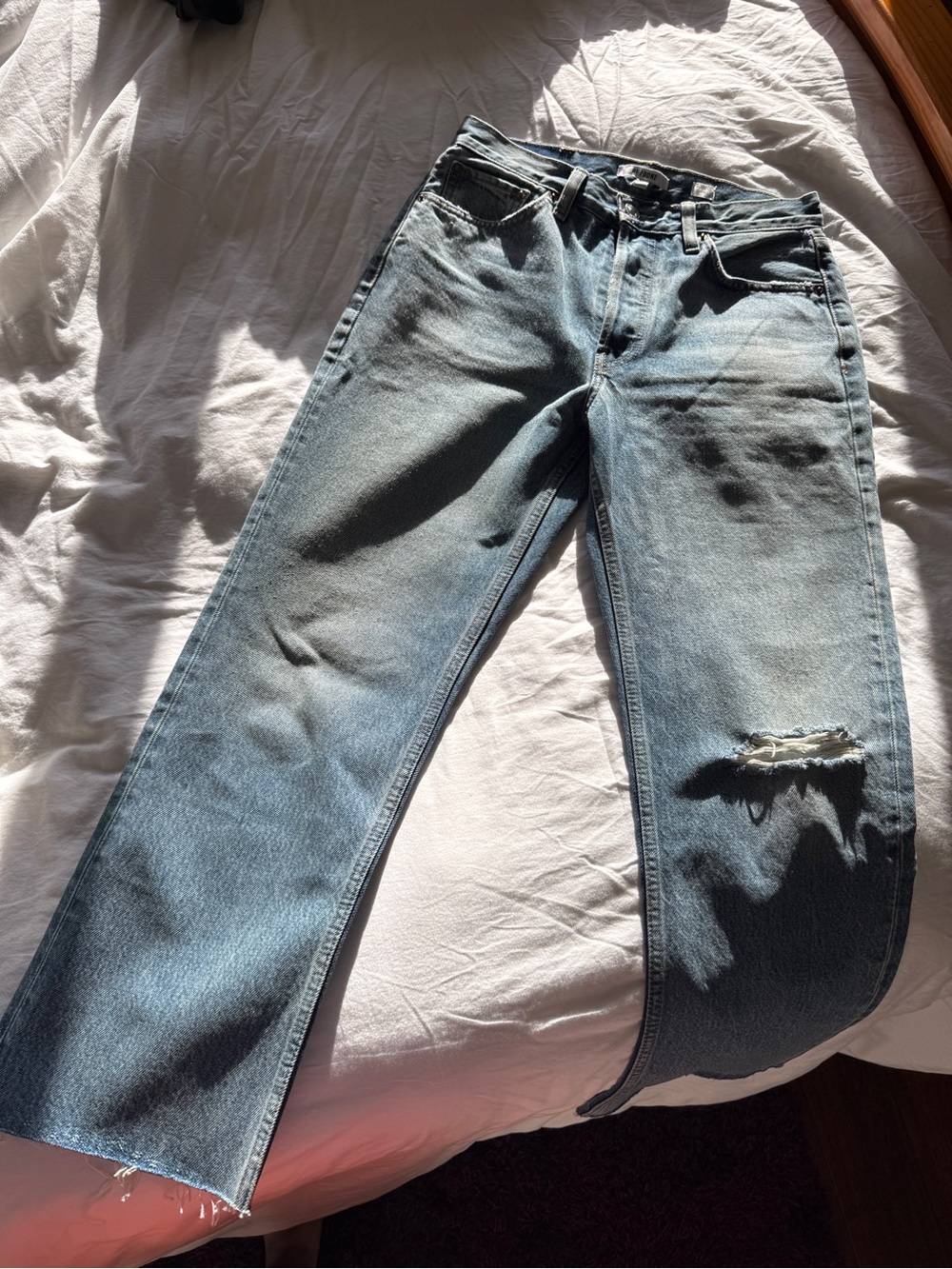 RE/DONE Originals 90s Loose Straight Jeans Size 27 Light Worn 11
